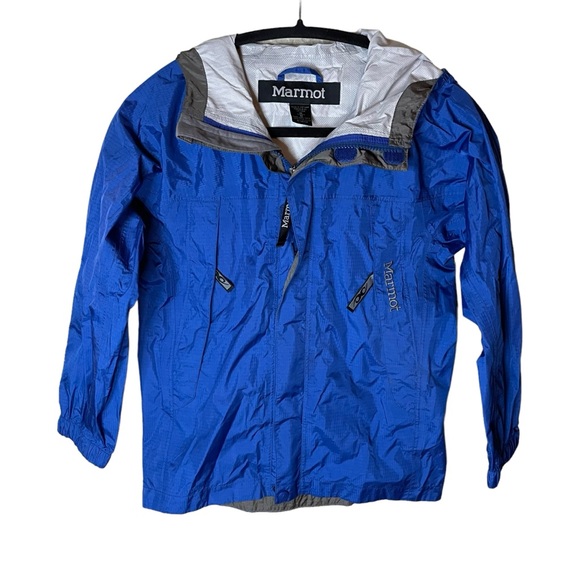 Marmot Kids Blue Grey Windbreaker With Hoodie Size Medium